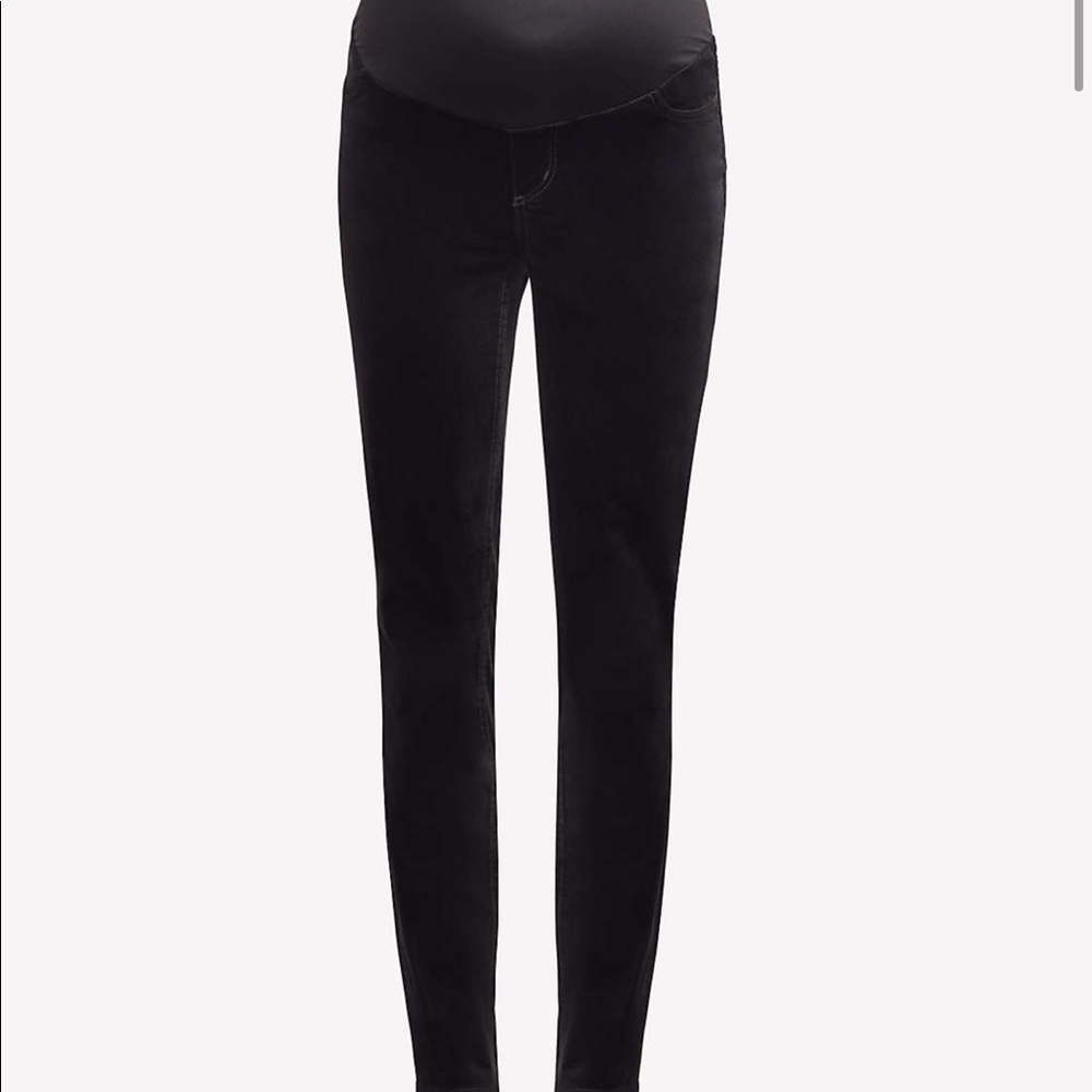 Black Maternity skinny velvet pants